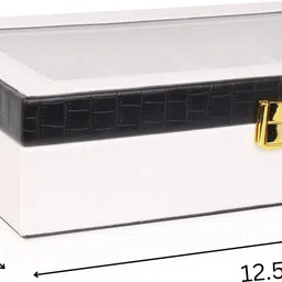 ayesha goods Luxury 10 Slot Watch Box Organizer Black & White Crocodile Pattern Watch Box image 2