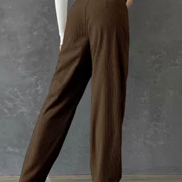 rajovati Women Loose Fit Brown Lycra Blend Trousers image 3