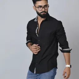 jessnx Men Regular Fit Solid Spread Collar Casual Shirt image 3