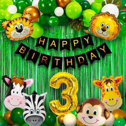 groovy dudz Jungle Theme Birthday Decoration- 52 Pcs image 1