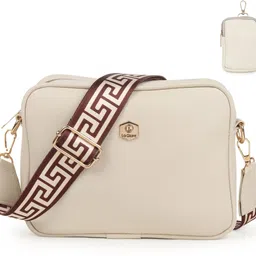 Beige Women Sling Bag Sling Cross body Bag for women girls with pouch OW:FD-image-72