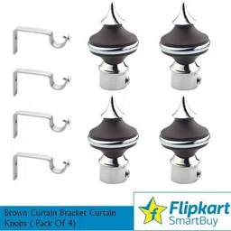 flipkart smartbuy Brown, Silver Rod Rail Bracket, Curtain Hooks, Curtain Knobs Metal-picture-16