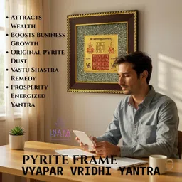 deal tree Vyapar Vriddhi Yantra on Raw Pyrite Frame - Vastu Item for Home & Office Stoneware Yantra image 3