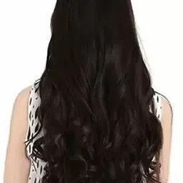 d-divine Full Head Curly/Wave Clip On Synthetic Extension For Girls 24 inch (Brown) Hair Extension image 3