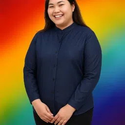 wingzss Women Regular Fit Solid Mandarin Collar Casual Shirt-picture-24