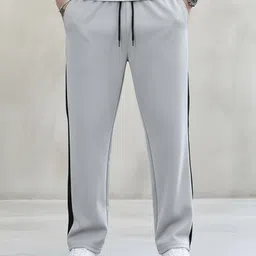 vontade Men Solid, Striped Grey Track Pants image 2