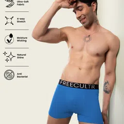 freecultr Pack of 2 Organic Cotton Trunks, Ultrasoft Waistband, Premium Snug-Fit Underwear Solid Men Trunk image 4