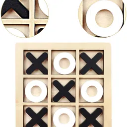 banqlyn Wooden Tic Tac Toe Game Board | Classic XOXO Puzzle Toy for Kids & Adults Party & Fun Board Game image 2