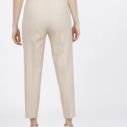 tokyo talkies Women Regular Fit Beige Cotton Blend Trousers image 2