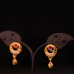 shreeji jewels Stylish and Trending One Gram Micro Gold Earrings for Girls and Women Brass Earring Set image 3