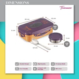 trueware Alfa Insulated Inner Steel BPA Free, Airtight, Food Grade, 2 Containers Lunch Box image 2