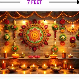 dhara collection DharaCollections Diwali Wall Decoration Washable Backdrop | Polyester Taiwan image 2