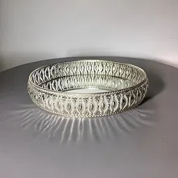 skfhandicraft 8 INCH Round Mini German Silver Tray | Silver Plated | Round Decorative Tray-picture-18