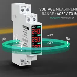 euro EMT-3PV 3-Phase Volt Meter True RMS 50-500 Volts Din Mount - Accurate Voltmeter image 2
