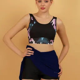 FYTTE High Waisted Bikini Tankini Bottom Athletic Swim Skort for Women Solid Women Swim Bottom Dark Blue Swimsuit-picture-14