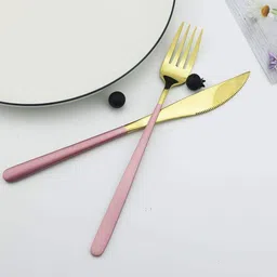 pepplo Modern Design butter knives,Dinner Knives(Pink,Set of 10) Stainless Steel Butter Spreader Set image 2