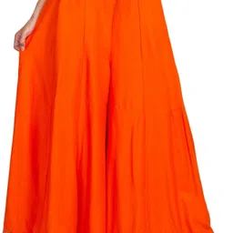 dwears Women Flared Orange Viscose Rayon Trousers-picture-14