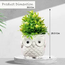 asharya Indoor faux flower plant with cute owl shape pot for home décor, tabletop small Bonsai Wild Artificial Plant with Pot image 3