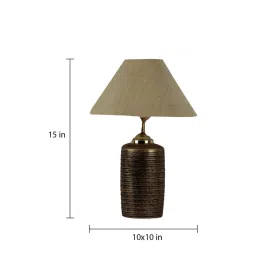 foziq Trento Beige Fabric Shade Night Lamp With Teracotta Base image 5