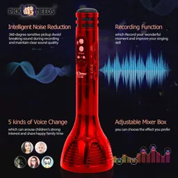 pick ur needs Superier Quality Wireless Bluetooth Microphone Connection Player Speaker 2-in1 With Recording + USB+FM Microphone image 4