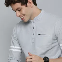 the indian garage co. Men Solid Pure Cotton Straight Kurta-picture-23