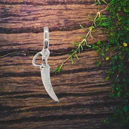 sahiba gems Chaku/Knife/Kirpan Pendant Nazar Locket Rhodium Sterling Silver Pendant image 5