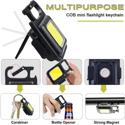bovzox USB Rechargeable LED COB Mini Flashlights Bright light with keychain Torch LED Front Rear Light Combo image 5