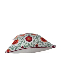 TARA- Sparkling Homes White 2 Pieces Cotton Silk Embroidered Square Cushion Covers image 4