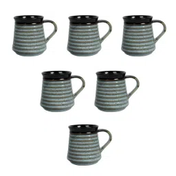 unravel india Earthern 150Ml White & Brown Ceramic (Set Of 6) Tea Cups image 2