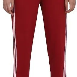 Women Solid Maroon Track Pants-image-3