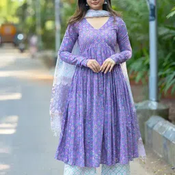 swavaaste Women Cotton Rayon Kurti Pant Dupatta Set-picture-17