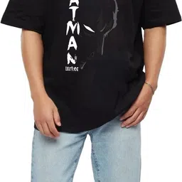 leotude Men Printed Round Neck Cotton Blend Black T-Shirt image 4