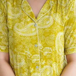 mintmarie Women Shirt & Pyjama set Yellow Printed image 5