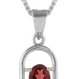 Femme Jam 925 Sterling Silver Natural Garnet Gemstone Pendant & Chain for Women & Girls Garnet White Gold Pendant-picture-31