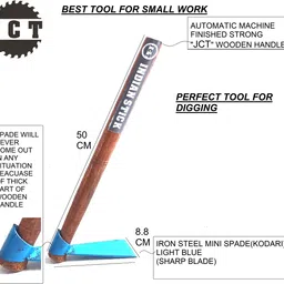 jct MINI SPADE WITH WOODEN HANDLE 50CM & 25CM KHURPI WITH WOODEN HANDLE Garden Tool Kit image 2