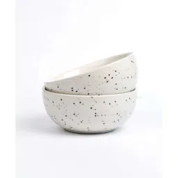 vareesha Vanilla Hand Crafted Black Speckled White Ceramic Serving Bowls (Set of 2) image 5