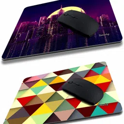 SMULY CITY MOON COMBO &coloured triangles Non-Slip I Am Capable of Amazing Things, Motivational Quotes Printed Mouse Pad for Gaming Computer, Laptop, PC Mouse Pad (Multicolor) Non Slip Base Mousepad image 1