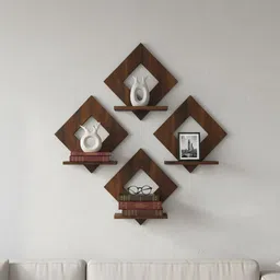 shyam rakhwala craft WALL SHALEVE, Dimond Shaped Wall Wooden Wall Shelf image 2