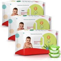 sinal Pack of 3 Wet Wipes (72 leaf each) Moisturising Wipes with Aloe Vera Lid WIP6.1 image 2