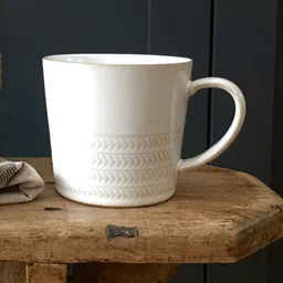 Denby White & Grey Handcrafted Textured Ceramic Glossy Mug image 1