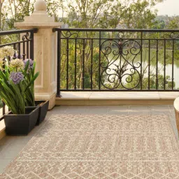 priyate Beige Geometric Polypropylene 5 ft x 7 ft Machine Made Carpet-picture-24