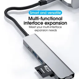 Etzin 6 in 1 USB C Hub Multiport Adapter 4K HDMI USB 3.0 Splitter Type C Hub USB Adapter image 3