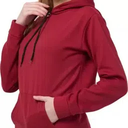 bornstar Women Full Sleeve Solid Hooded Sweatshirt image 4
