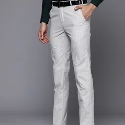 raymond Men Slim Fit Grey Polyester Trousers image 2