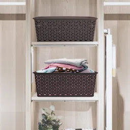 lucanus Plastic 3 Pieces Medium Size Multipurpose Solitaire Storage Basket with Lid Storage Basket image 2