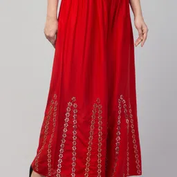 rodeo Women Flared Red Viscose Rayon Trousers image 4