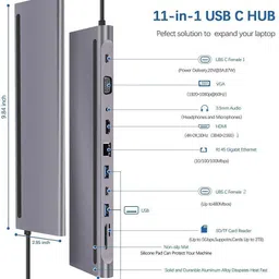TECHGEAR Hub Docking Station Aluminum Multi-Function 11 in 1 Hub Pro, Mini Display Port USB Adapter image 4