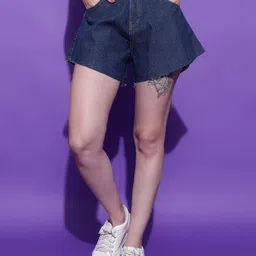 kotty Solid Women Blue Denim Shorts image 3