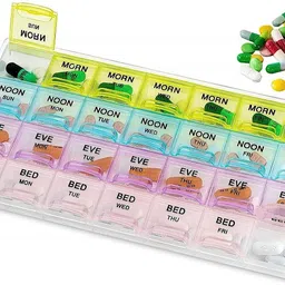 28 Days Multicolor Medicine Plastic Pill Organizer 28 Days 4 Weeks for 7 Days(Pack of 1) Pill Box-image-34