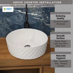 flipkart smartbuy TT-04 Premium Grade Ceramic's White Table Top Wash Basin Table Top Basin image 2